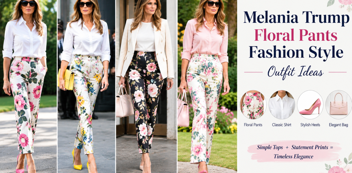 Melania Trump Floral Pants Fashion Style Outfit Ideas